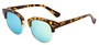 Angle of Trill #3893 in Tortoise/Gold Frame with Yellow/Blue Mirrored Lenses, Women's Browline Sunglasses