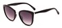 Angle of Luna #3896 in Black/Silver Frame with Smoke Lenses, Women's Cat Eye Sunglasses