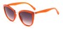 Angle of Luna #3896 in Coral Red/Silver Frame with Smoke Lenses, Women's Cat Eye Sunglasses