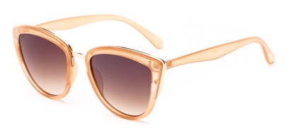 Angle of Luna #3896 in Honey Brown/Gold Frame with Amber Lenses, Women's Cat Eye Sunglasses