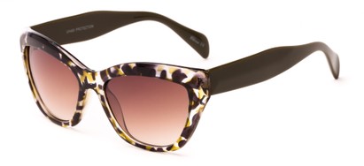 Angle of Hazel #3901 in Green Tortoise with Amber Lenses, Women's Cat Eye Sunglasses