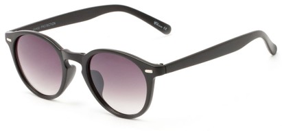 Angle of Hubbard #3921 in Matte Black Frame with Smoke Lenses, Women's and Men's Round Sunglasses