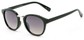 Angle of Newport #3967 in Glossy Black Frame with Grey Lenses, Women's Round Sunglasses