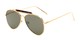 Angle of Bowery #3999 in Gold/Tortoise Frame with Green Lenses, Women's and Men's Aviator Sunglasses