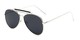 Angle of Bowery #3999 in Silver/Black Frame with Grey Lenses, Women's and Men's Aviator Sunglasses