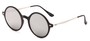 Angle of Bonaire #4017 in Matte Black/Silver Frame with Silver Mirrored Lenses, Women's and Men's Round Sunglasses