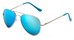 Angle of Cape Cod #4101 in Silver Frame with Light Blue Mirrored Lenses, Women's and Men's Aviator Sunglasses