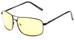 Angle of Newfoundland #4287 in Glossy Black Frame with Light Yellow Lenses, Women's and Men's Aviator Sunglasses
