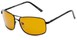 Angle of Newfoundland #4287 in Matte Black Frame with Dark Yellow Lenses, Women's and Men's Aviator Sunglasses