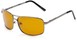 Angle of Newfoundland #4287 in Matte Grey Frame with Dark Yellow Lenses, Women's and Men's Aviator Sunglasses