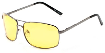 Angle of Newfoundland #4287 in Matte Grey Frame with Light Yellow Lenses, Women's and Men's Aviator Sunglasses
