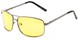 Angle of Newfoundland #4287 in Matte Grey Frame with Light Yellow Lenses, Women's and Men's Aviator Sunglasses