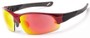 Angle of Neptuse #4605 in Red/Grey Frame with Yellow/Orange Mirrored Lenses, Women's and Men's Sport & Wrap-Around Sunglasses