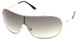 Angle of SW Shield Style #46 in Gold Frame with Light Green Lenses, Women's and Men's  
