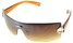 Angle of SW Shield Style #237 in Brown Frame with Gold Lens, Women's and Men's  
