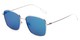 Angle of Sanibel #5105 in Silver Frame with Blue Mirrored Lenses, Women's Square Sunglasses