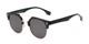 Angle of Austin #5104 in Black/Gold Frame with Grey Lenses, Women's and Men's Round Sunglasses