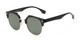 Angle of Austin #5104 in Black/Gold Frame with Green Lenses, Women's and Men's Round Sunglasses