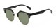 Angle of Austin #5104 in Black/Silver Frame with Green Lenses, Women's and Men's Round Sunglasses