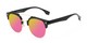 Angle of Austin #5104 in Black/Gold Frame with Pink/Yellow Mirrored Lenses, Women's and Men's Round Sunglasses