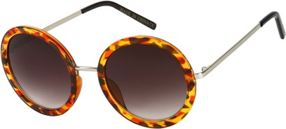 Angle of SW Round Style #5582 in Silver/Red Tortoise Frame with Smoke Lenses, Women's and Men's  