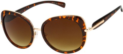 Angle of SW Oversized Round Style #528 in Brown Tortoise/Gold Frame with Amber Lenses, Women's and Men's  