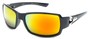 Angle of SW Mirrored Sport Style #287 in Black Frame with Yellow/Orange Mirrored Lenses, Women's and Men's  