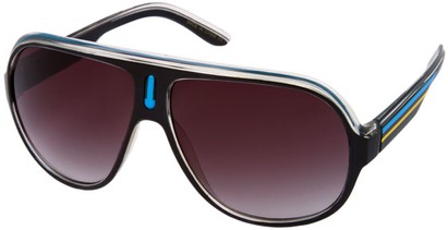 Angle of SW Retro Aviator Style #1719 in Black/Blue/Yellow Frame, Women's and Men's  