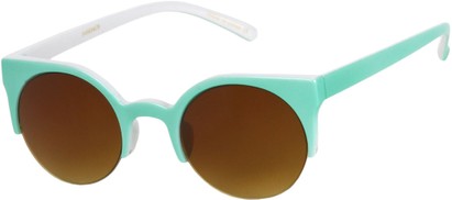 Angle of SW Round Celebrity Style #1033 in Mint Green Frame with Amber Lenses, Women's and Men's  