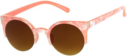 Angle of SW Round Celebrity Style #1033 in Pink Marbled Frame with Amber Lenses, Women's and Men's  