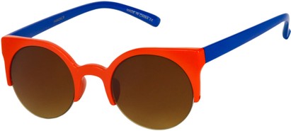 Angle of SW Round Celebrity Style #1033 in Red/Blue Frame with Amber Lenses, Women's and Men's  