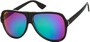 Angle of SW Mirrored Aviator Style #1760 in Black Frame with Green/Purple Mirrored Lenses, Women's and Men's  