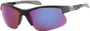 Angle of Speedway #8861 in Matte Black Frame with Amber/Blue Mirrored Lenses, Women's and Men's Sport & Wrap-Around Sunglasses