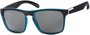 Angle of Wave #5391 in Matte Black/Blue Frame with Grey Lenses, Women's and Men's Retro Square Sunglasses