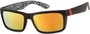 Angle of SW Retro Mirrored Style #8670 in Matte Black/White Frame with Yellow Mirrored Lenses, Women's and Men's  