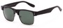 Angle of Belmar #5494 in Matte Black Frame with Green Lenses, Men's Browline Sunglasses