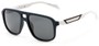 Angle of Warren #5454 in Navy/White Frame with Grey Lenses, Men's Aviator Sunglasses