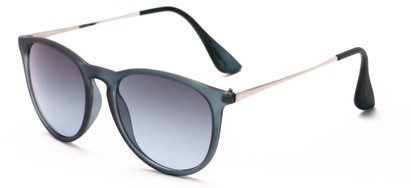 Angle of Cordoba #965 in Matte Blue/Silver Frame with Smoke Gradient Lenses, Women's and Men's Round Sunglasses