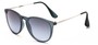 Angle of Cordoba #965 in Matte Blue/Silver Frame with Smoke Gradient Lenses, Women's and Men's Round Sunglasses