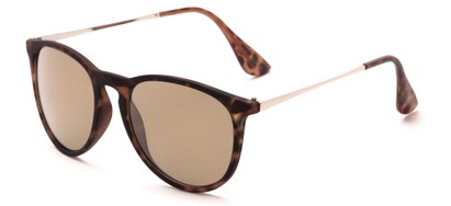 Angle of Cordoba #965 in Matte Tortoise/Gold Frame with Gold Mirrored Lenses, Women's and Men's Round Sunglasses