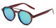 Angle of Auckland #5976 in Brown/Bronze Frame with Green Mirrored Lenses, Women's and Men's Round Sunglasses