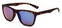 Angle of Cobalt #5977 in Matte Brown Tortoise Frame with Blue Mirrored Lenses, Women's Retro Square Sunglasses