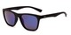 Angle of Dash #5098 in Matte Black Frame with Blue Mirrored Lenses, Women's and Men's Retro Square Sunglasses