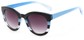 Angle of Ruby #5441 in Black and Blue Stripe Frame with Smoke Lenses, Women's Round Sunglasses