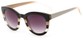 Angle of Ruby #5441 in Black and Tan Stripe Frame with Smoke Lenses, Women's Round Sunglasses
