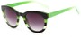 Angle of Ruby #5441 in Black and Green Stripe Frame with Smoke Lenses, Women's Round Sunglasses