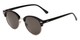 Angle of Throwback #5102 in Glossy Black/Silver Frame with Smoke Lenses, Women's and Men's Round Sunglasses