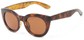 Angle of Mandara #5684 in Brown/Gold Frame with Amber Lenses, Women's Round Sunglasses