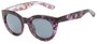 Angle of Mandara #5684 in Black/Purple Frame with Smoke Lenses, Women's Round Sunglasses