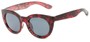 Angle of Mandara #5684 in Black/Red Frame with Smoke Lenses, Women's Round Sunglasses